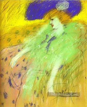 Femme au chapeau bleu 1901 cubistes Peinture à l'huile